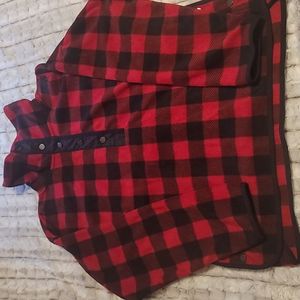 Like New Chaps Pullover Buffalo Plaid Flannel Sweater 3/4 Snap Closure